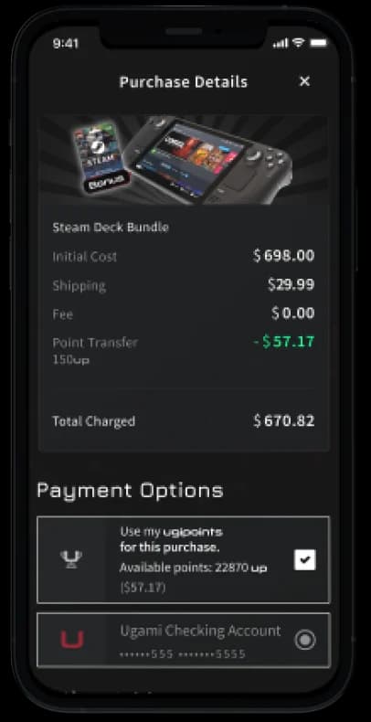 Ugami purchase details with points